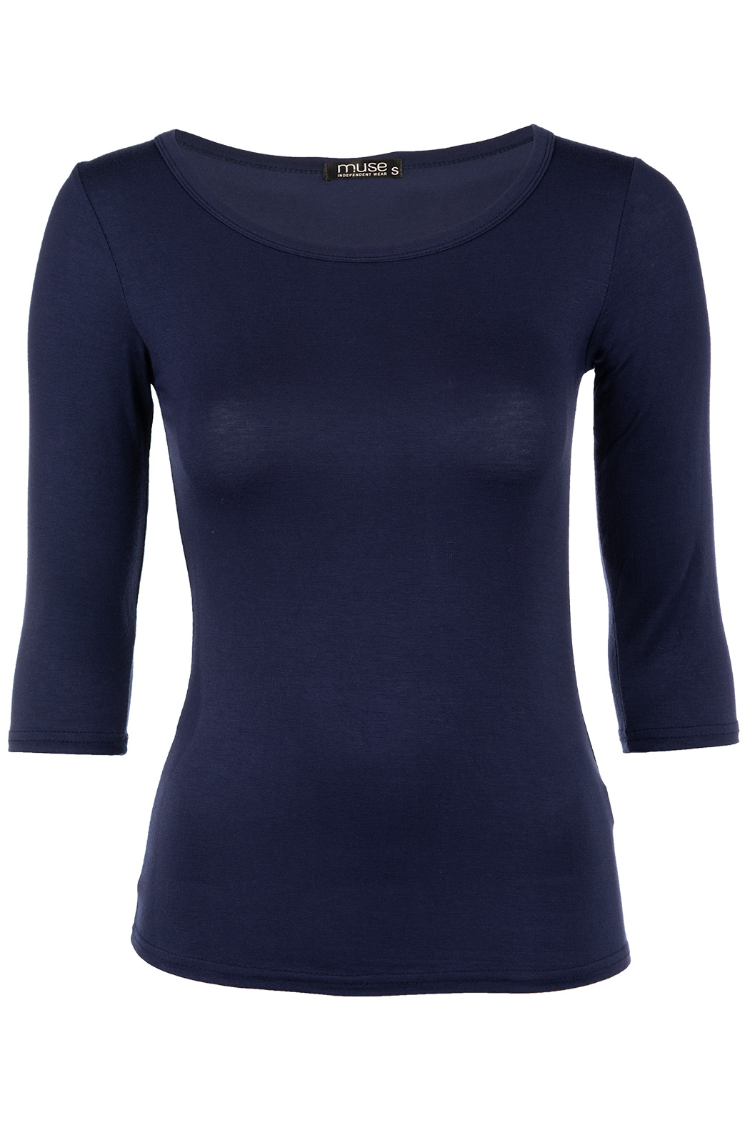 Muse Shirt für Damen mit 3/4 Arm und Rundhals Baumwolle Stretch viele