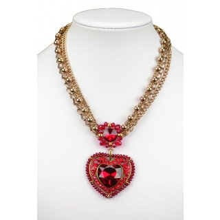 Damen Halskette Statement-Kette mit großem Herz Rot