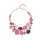 Damen Halskette Statement-Kette mit roten und schwarzen Bl&uuml;ten