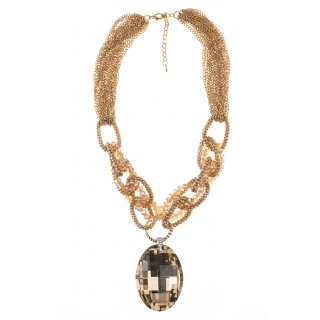 Damen Halskette mit großem Stein in Gold