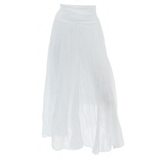 Maxirock Damen Baumwolle mit elastischer Taille Weiß