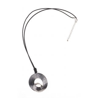 Damen-Halskette mit Lederhalsband und Metall-Muschel Neu Drei Farben