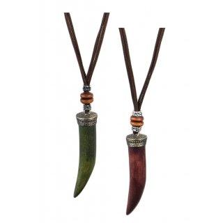 Damen-Halsband aus Leder mit Holz-Amulett Neu Mehrere Farben