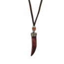 Damen-Halsband aus Leder mit Holz-Amulett Neu Mehrere Farben