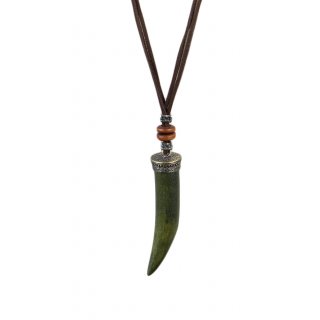 Damen-Halsband aus Leder mit Holz-Amulett Neu Mehrere Farben Grün