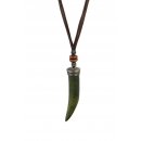 Damen-Halsband aus Leder mit Holz-Amulett Neu Mehrere Farben Gr&uuml;n