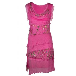 Leichtes Sommerkleid für Damen mit Seide Figurbetont Pink 36 38
