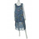 Leichtes Sommerkleid f&uuml;r Damen Maxi-Kleid Leinen Blau 40 42 44