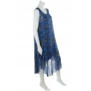 Leichtes Sommerkleid f&uuml;r Damen Maxi-Kleid Leinen Tinten-Blau 40 42 44