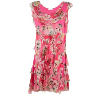 Leichtes Sommerkleid für Damen mit Seide Figurbetont Pink 36 38