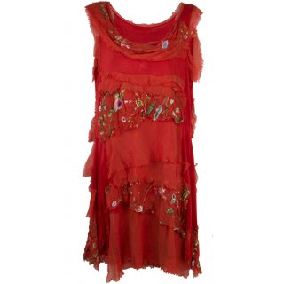 Leichtes Sommerkleid mit Seide für Damen Figurbetont Rot 36 38