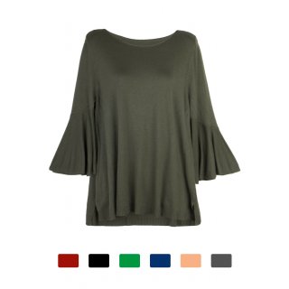 Damen-Pullover mit Trompeten-&Auml;rmeln Elegant Sexy Viskose Mehrere Farben 38 40