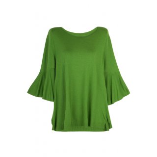 Damen Strick-Pullover mit Trompeten-Ärmeln Elegant Sexy Viskose Grün 38 40