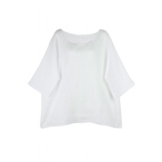 Shirt Oberteil Halbarm Edel Damen Leinen Weiß Made in Italy 38 40 42