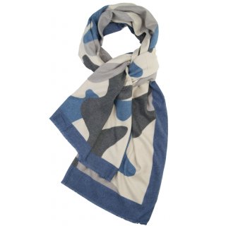 Weicher Damen-Schal mit Muster Viskose Maxi XXL Blau