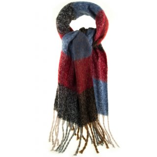 Flauschiger Winter-Schal für Damen Neu Maxi XXL mit Wolle Rot Blau