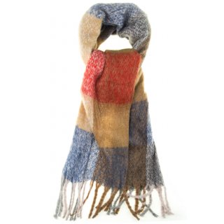 Flauschiger Winter-Schal für Damen Neu mit Viskose Maxi XXL Blau Rot