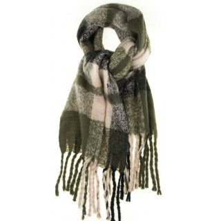 Flauschiger Winter-Schal für Damen Maxi XXL Grün Beige