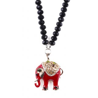 Cara Mia Halskette für Damen Glücksbringer-Kette Roter Elefant