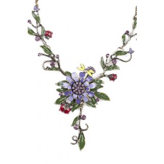 Cara Mia Statement-Halskette für Damen Blüten-Kette mit kleinen Marienkäfern