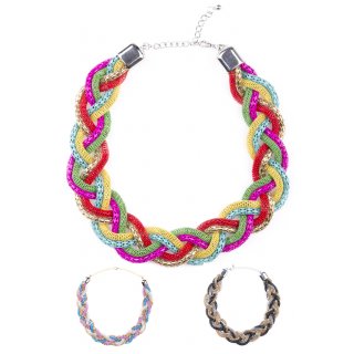 Cara Mia Geflochtene Elegante Statement Halskette für Damen Mehrere Farben