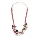 Cara Mia Halskette Perlen-Halsband f&uuml;r Damen mit Deko-Bl&uuml;ten mehrere Farben