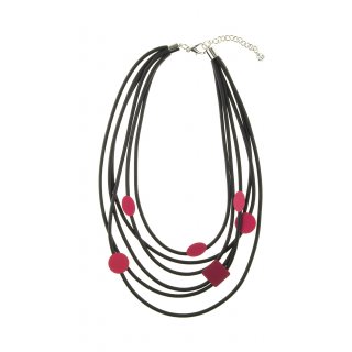 Cara Mia Kautschuk-Kette Statement Halskette für Damen mit roten Punkten