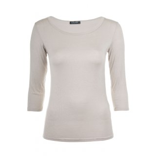 Muse Shirt für Damen mit 3/4 Arm und Rundhals Baumwolle Stretch Beige S