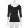 Muse Shirt f&uuml;r Damen mit 3/4 Arm und Rundhals Baumwolle Stretch Schwarz M