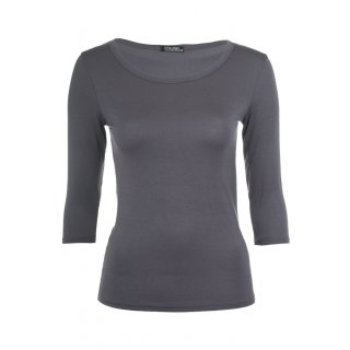 Muse Shirt für Damen mit 3/4 Arm und Rundhals Baumwolle Stretch Grau S