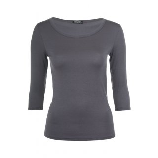 Muse Shirt für Damen mit 3/4 Arm und Rundhals Baumwolle Stretch Grau M