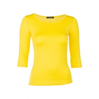 Muse Shirt für Damen mit 3/4 Arm und Rundhals Baumwolle Stretch Gelb S