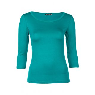 Muse Shirt für Damen mit 3/4 Arm und Rundhals Baumwolle Stretch Grün M