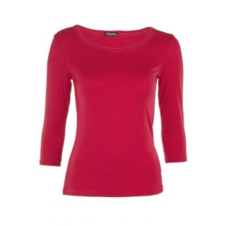 Muse Shirt für Damen mit 3/4 Arm und Rundhals Baumwolle Stretch Rot M