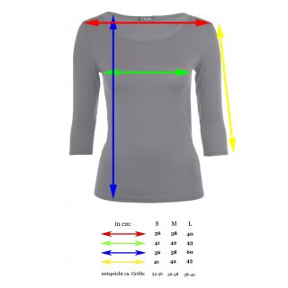 Muse Shirt für Damen mit 3/4 Arm und Rundhals Baumwolle Stretch Royal Blau S