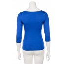 Muse Shirt f&uuml;r Damen mit 3/4 Arm und Rundhals Baumwolle Stretch Royal Blau M