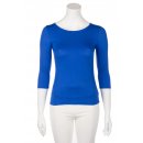 Muse Shirt f&uuml;r Damen mit 3/4 Arm und Rundhals Baumwolle Stretch Royal Blau L