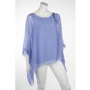 Seidentunika Damen made in italy lang Fledermaus-&Auml;rmel Blau Violett 38 40 42 44