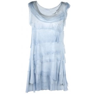 Leichtes Sommerkleid für Damen mit Seide Figurbetont Blau Weiß 36 38