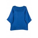 Shirt Oberteil Halbarm Edel Damen Leinen Royal-Blau Made...