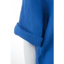 Shirt Oberteil Halbarm Edel Damen Leinen Royal-Blau Made in Italy 38 40 42