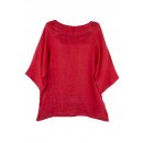 Shirt Oberteil Halbarm Edel Damen Leinen Rot Made in...