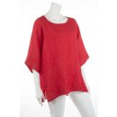 Shirt Oberteil Halbarm Edel Damen Leinen Rot Made in Italy 38 40 42