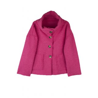 Herbstjacke Damen mit Schal-Kragen aus Boucle Übergangsjacke Pink 38 40 42