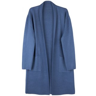 Elegante Strickjacke für Damen Lang mit Revers-Kragen Blau 36 38 40 42