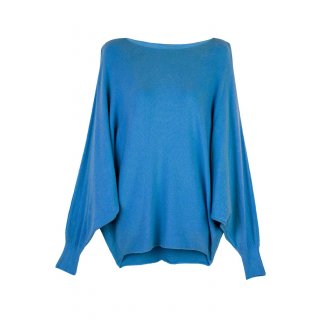 Strick-Pullover für Damen mit Fledermaus-Ärmeln Viskose Blau 38 40 42