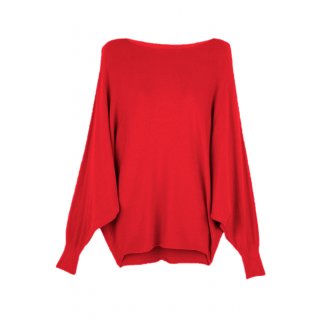 Strick-Pullover für Damen mit Fledermaus-Ärmeln Viskose Rot 38 40 42