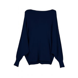 Strick-Pullover für Damen mit Fledermaus-Ärmeln Viskose Dunkel-Blau 38 40 42