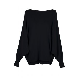 Strick-Pullover für Damen mit Fledermaus-Ärmeln Viskose Schwarz 38 40 42