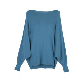 Strick-Pullover für Damen mit Fledermaus-Ärmeln Viskose Petrol 38 40 42